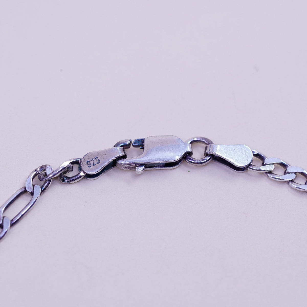 6.75”, 3mm, Vintage sterling silver bracelet, Italy 925 figaro chain