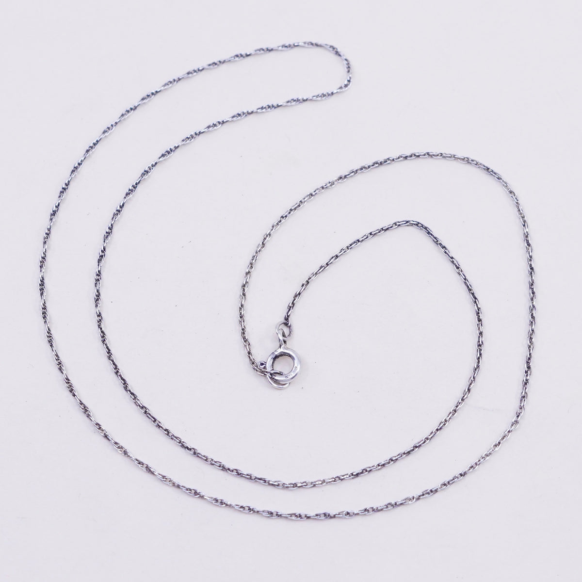 20” 1mm, vintage sterling silver necklace, 925 Singapore rope chain