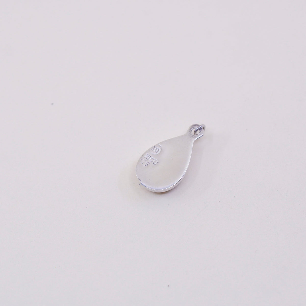 Vintage Sterling silver handmade pendant, 925 teardrop charm with turquoise