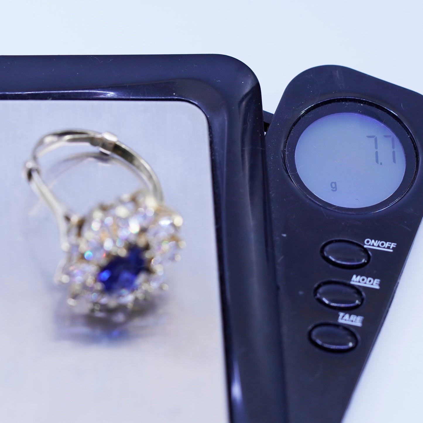Size 11, vermeil gold filled Sterling 925 silver ring with teardrop sapphire cz
