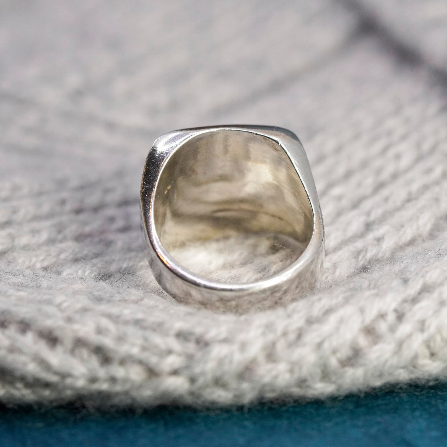 Size 8, vintage Sterling silver handmade ribbed ring, 925 statement ring