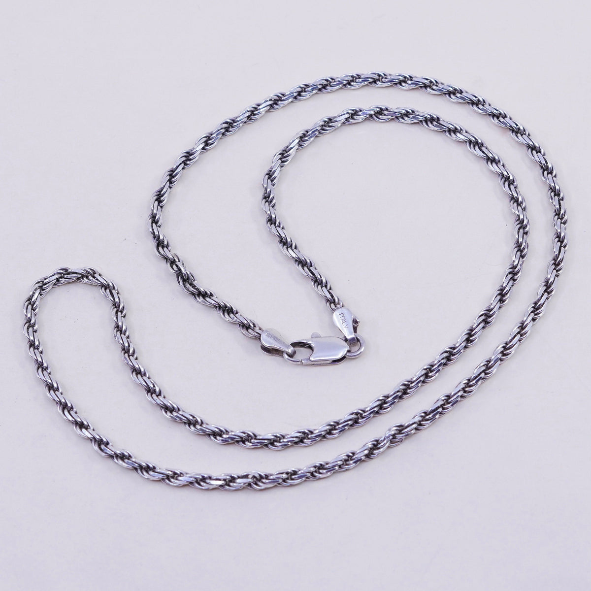 22”, 4mm, vintage Sterling silver necklace, 925 diamond rope chain