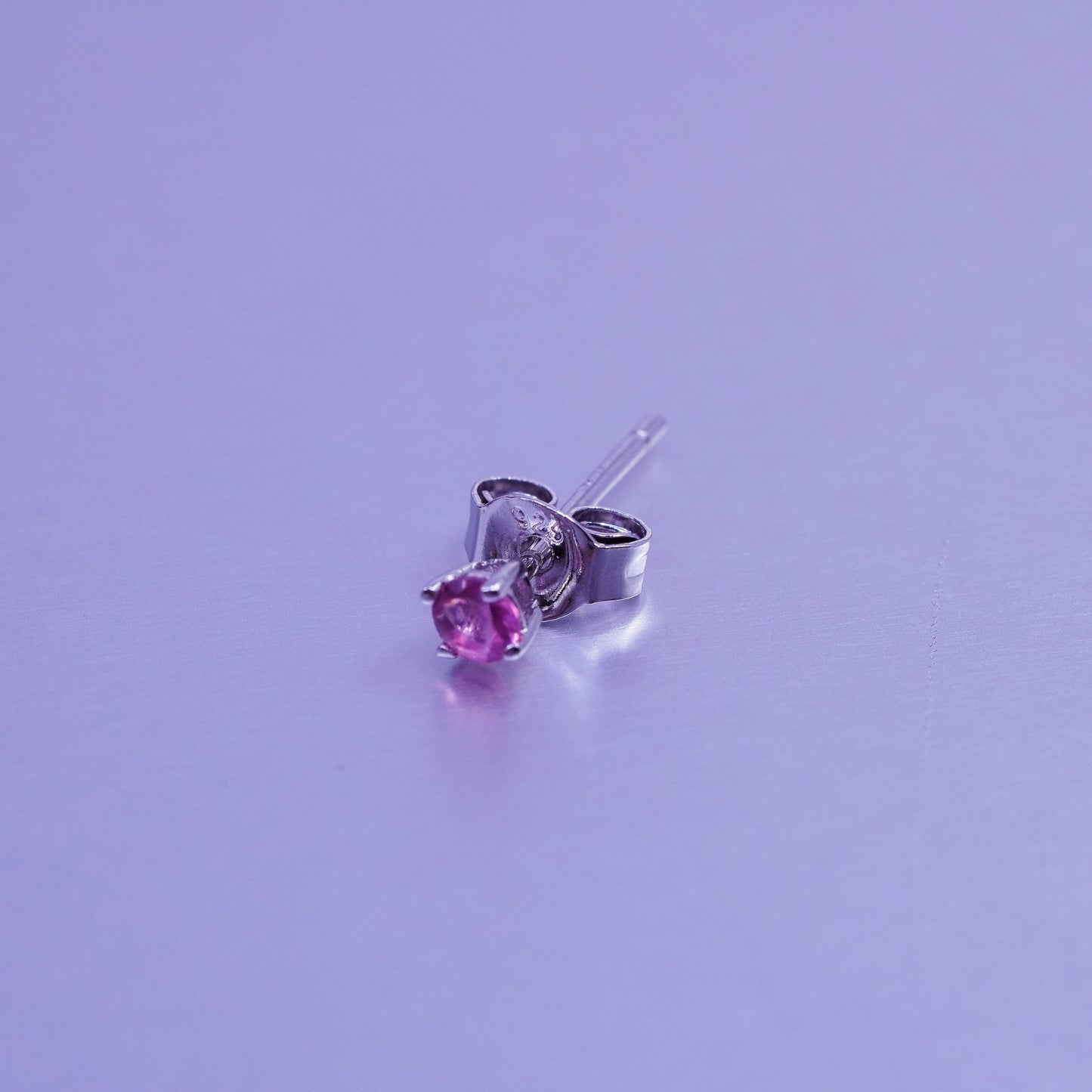 Vintage Sterling 925 silver earrings, studs with pink cz