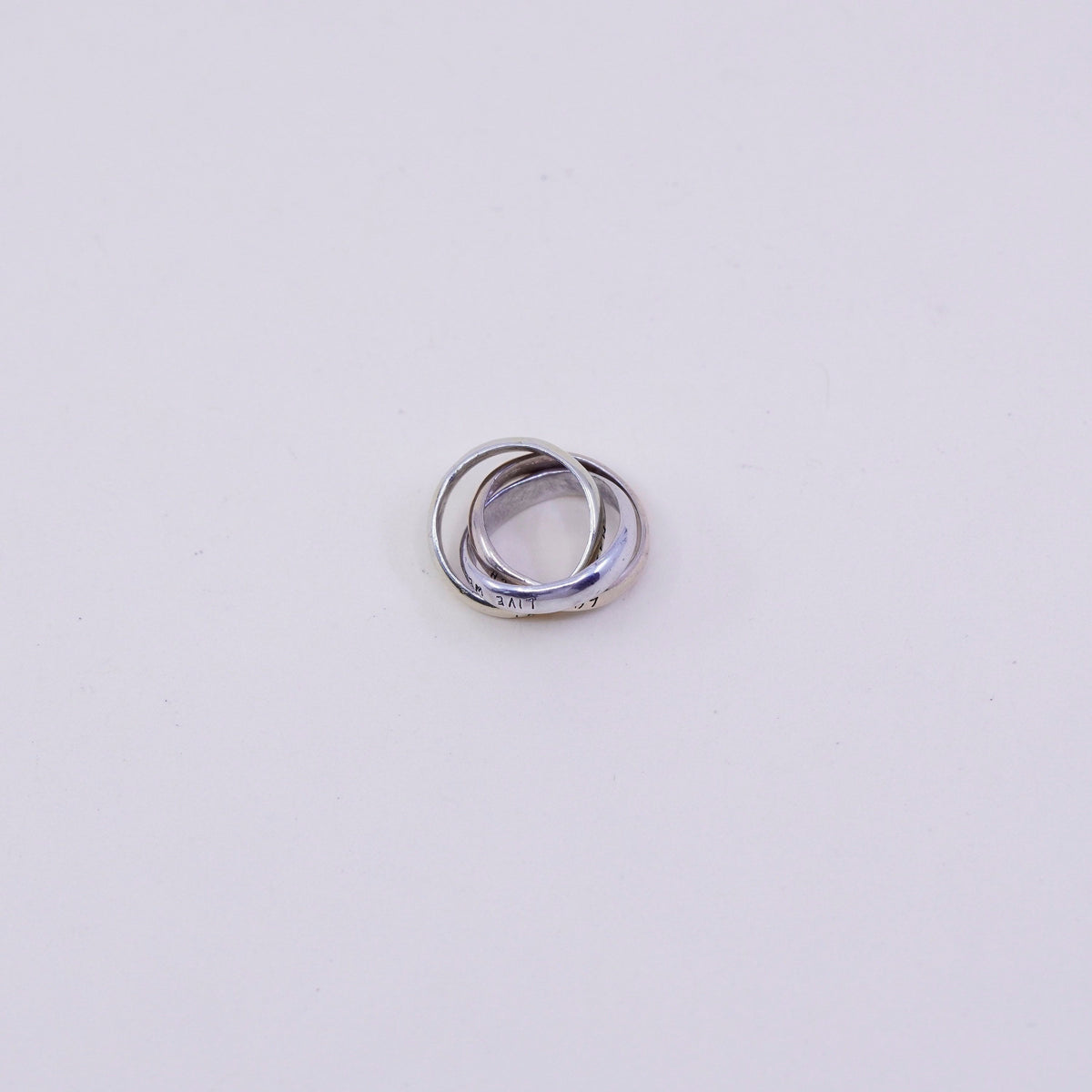 triple tone sterling silver pendant, 925 entwined circles “love laugh live