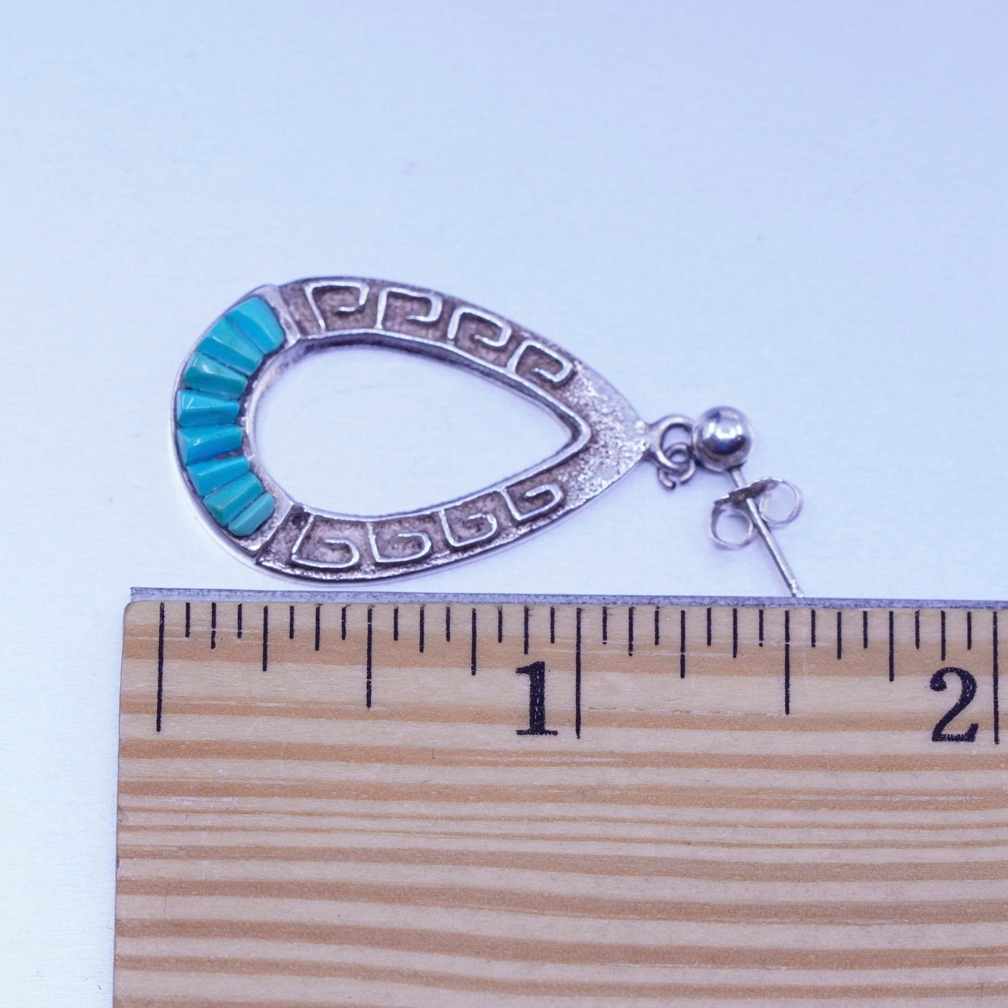 Native American Navajo sterling 925 silver handmade teardrop earrings turquoise
