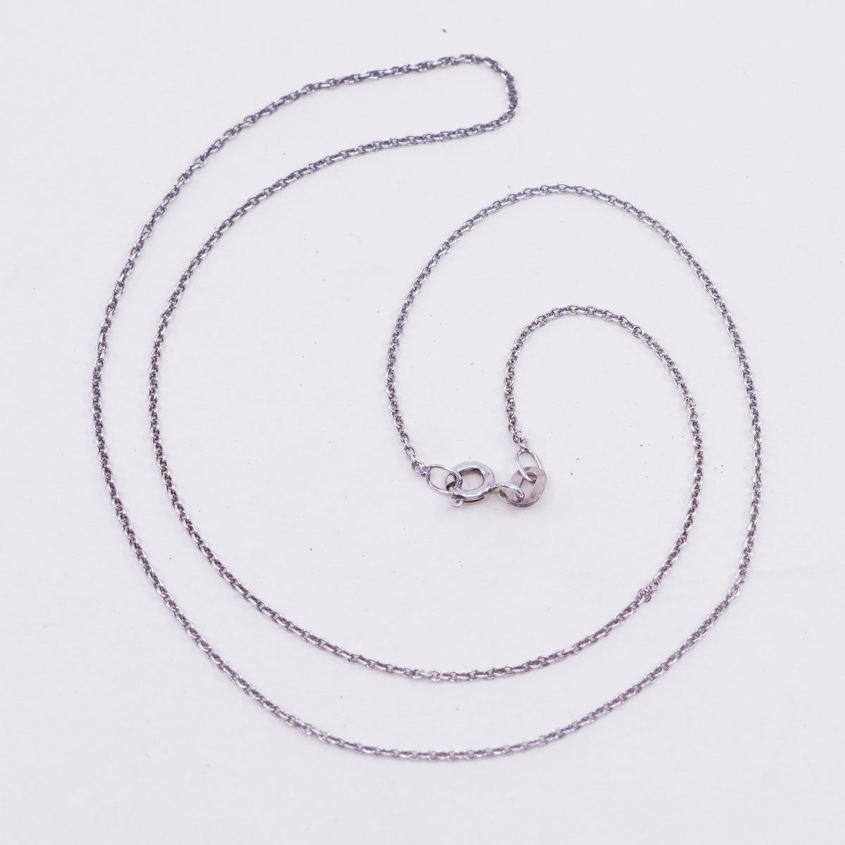 18”, 1mm, Vintage sterling silver flatten circle chain, Italy 925 necklace