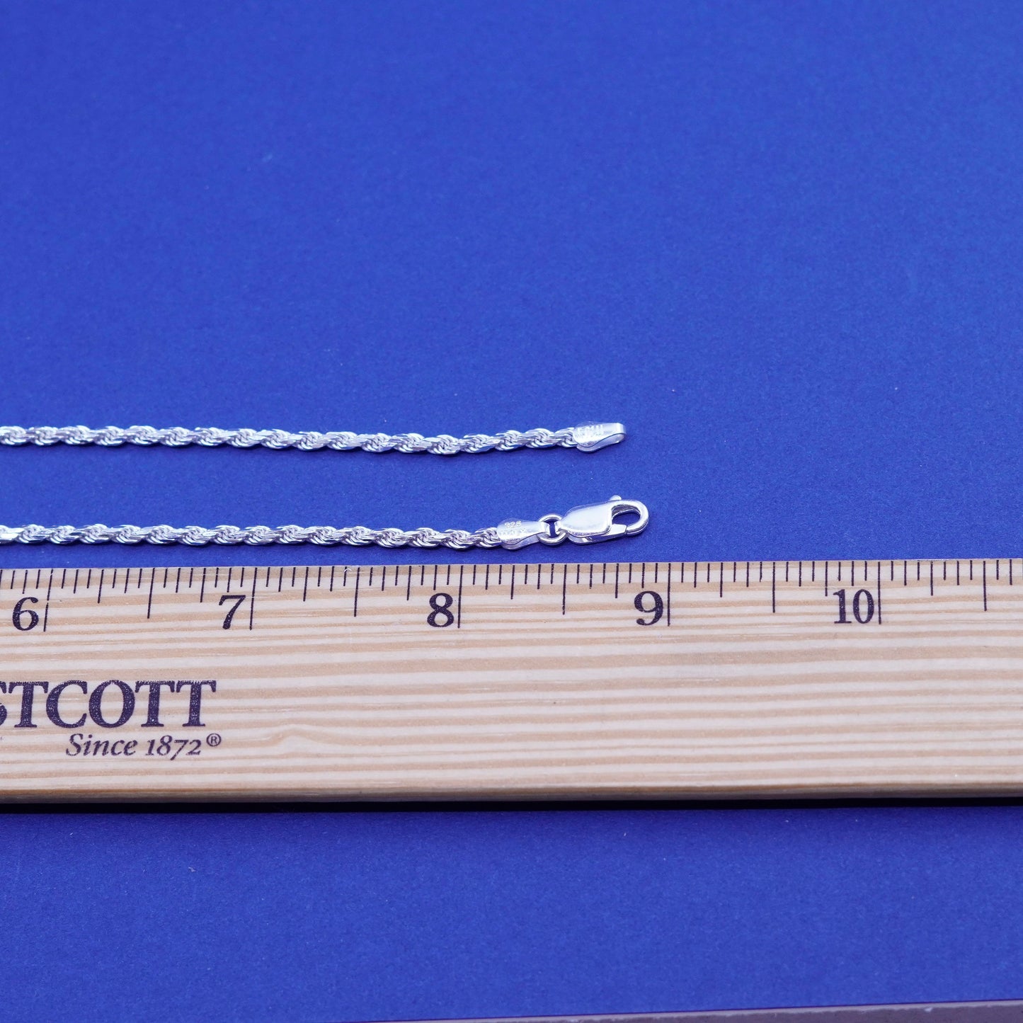 18”, vintage IBB Sterling silver handmade necklace, 925 diamond rope chain