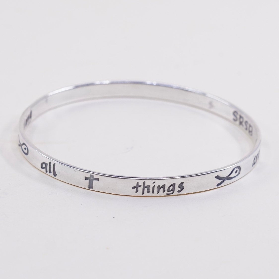 8”, vtg SRSB bible sterling silver handmade 925 bracelet, prayer cuff possible