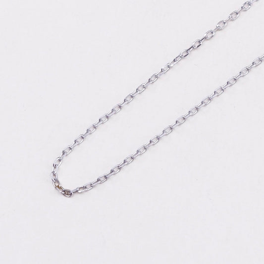 16+2”, 1mm, Vintage sterling silver flatten circle chain, Italy 925 necklace