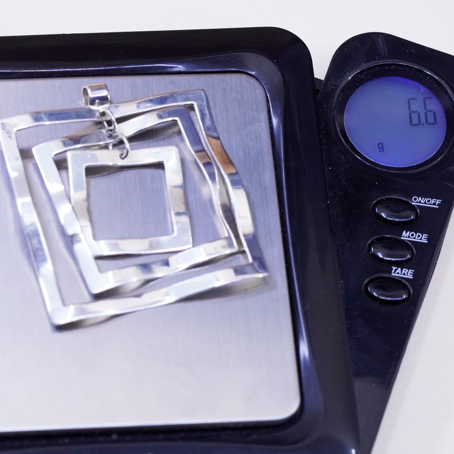Vintage modern elegant Sterling silver 925 multi wavy square pendant
