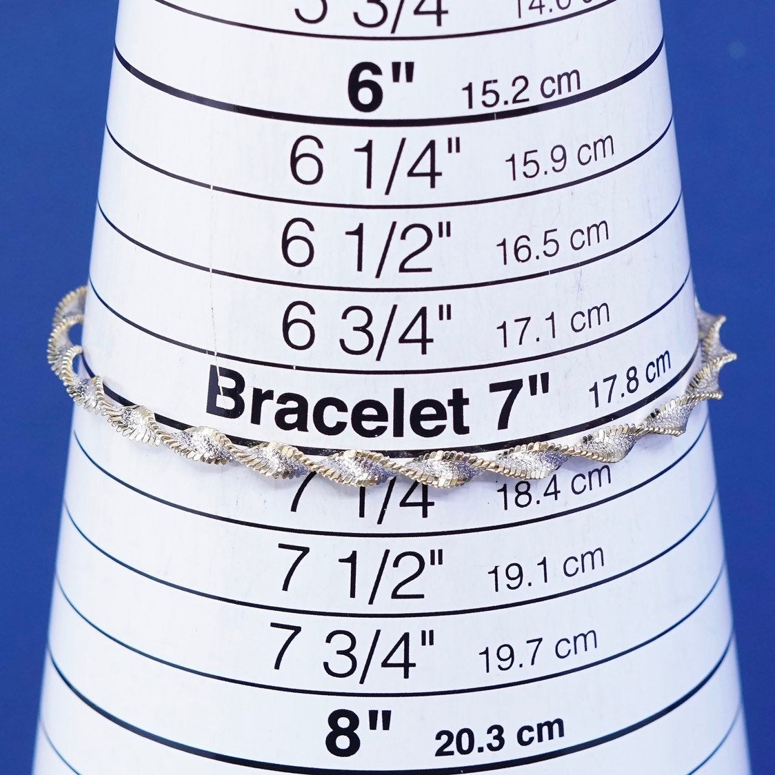 7", 4mm, gold Sterling silver handmade bracelet, 925 twisted herringbone chain