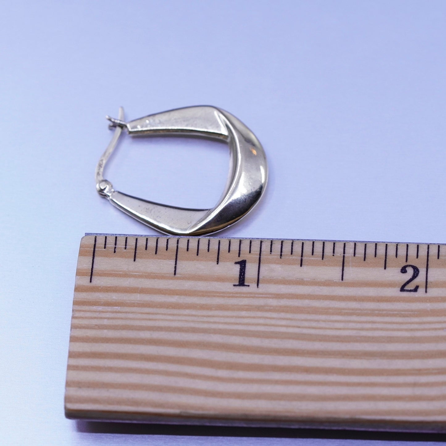 1”, vintage vermeil gold over Sterling silver handmade earrings, 925 oval hoops