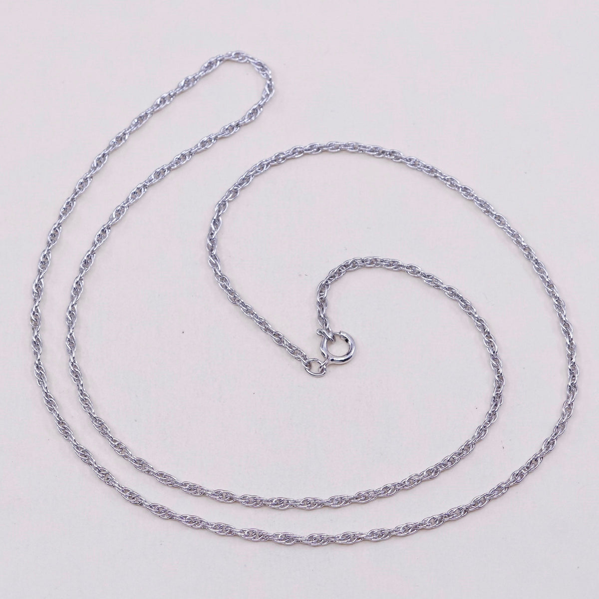 20” 1.6mm, vintage sterling silver necklace, 925 Singapore rope chain