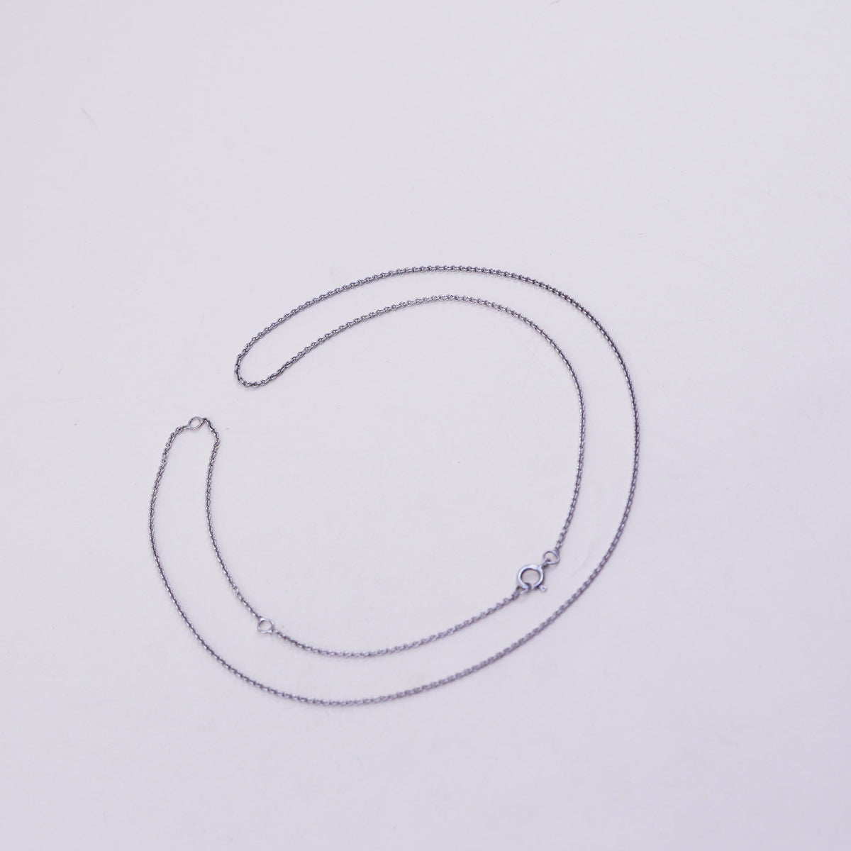 18+2” 1mm, vintage sterling silver necklace, 925 circle chain
