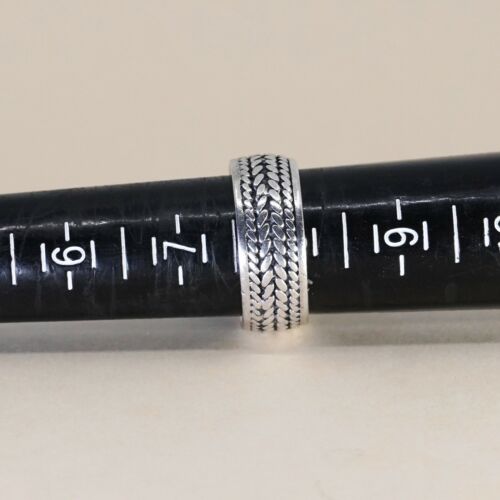 Six 8, Vtg Sterling Silver Handmade Ring 925 Band w Cable details, Stamped 925