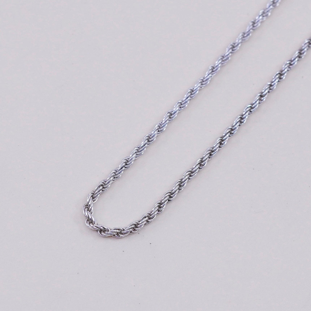 16” 1.6mm, vintage sterling silver necklace, 925 rope rope chain