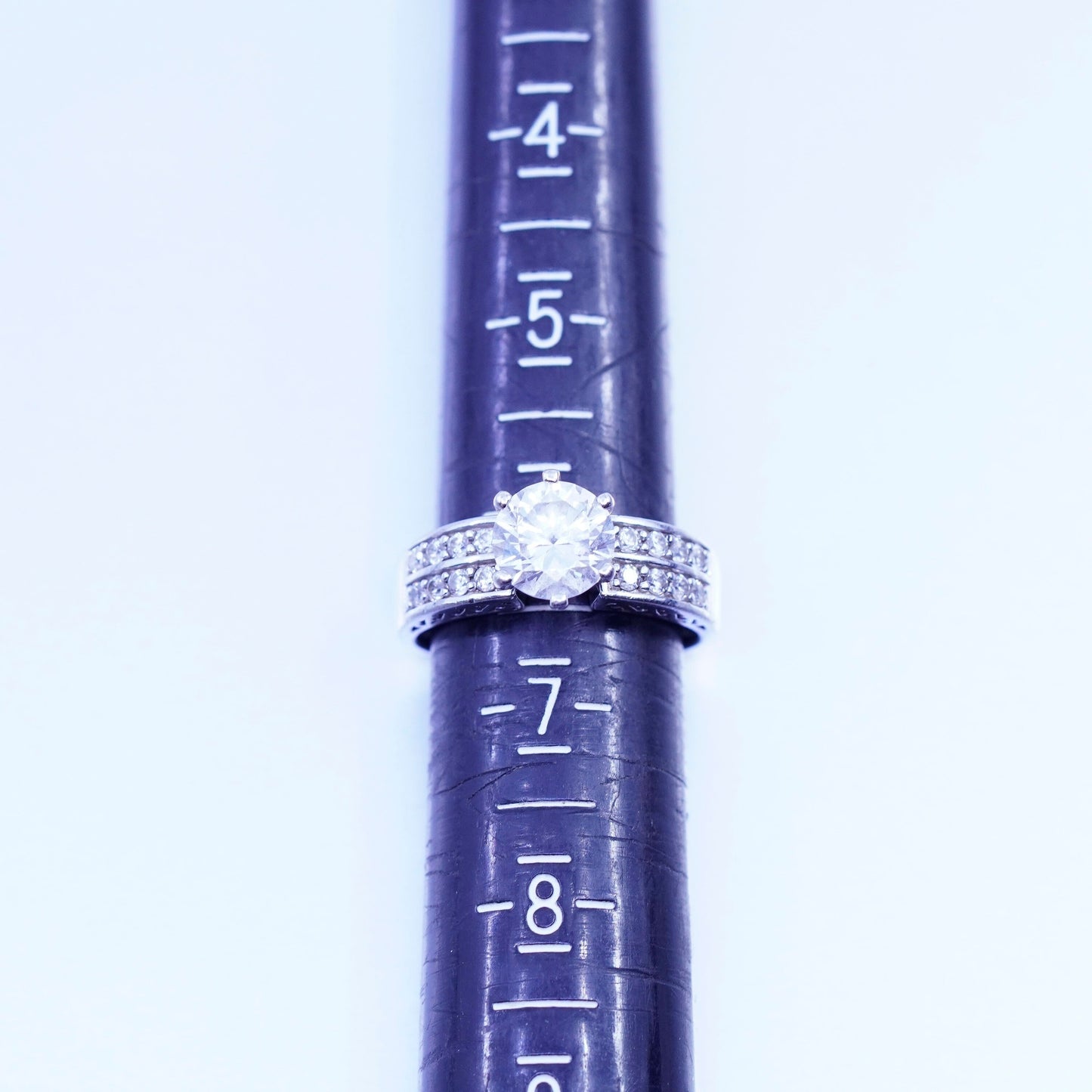 Size 6.5, vintage Sterling 925 silver handmade engagement ring with cluster Cz