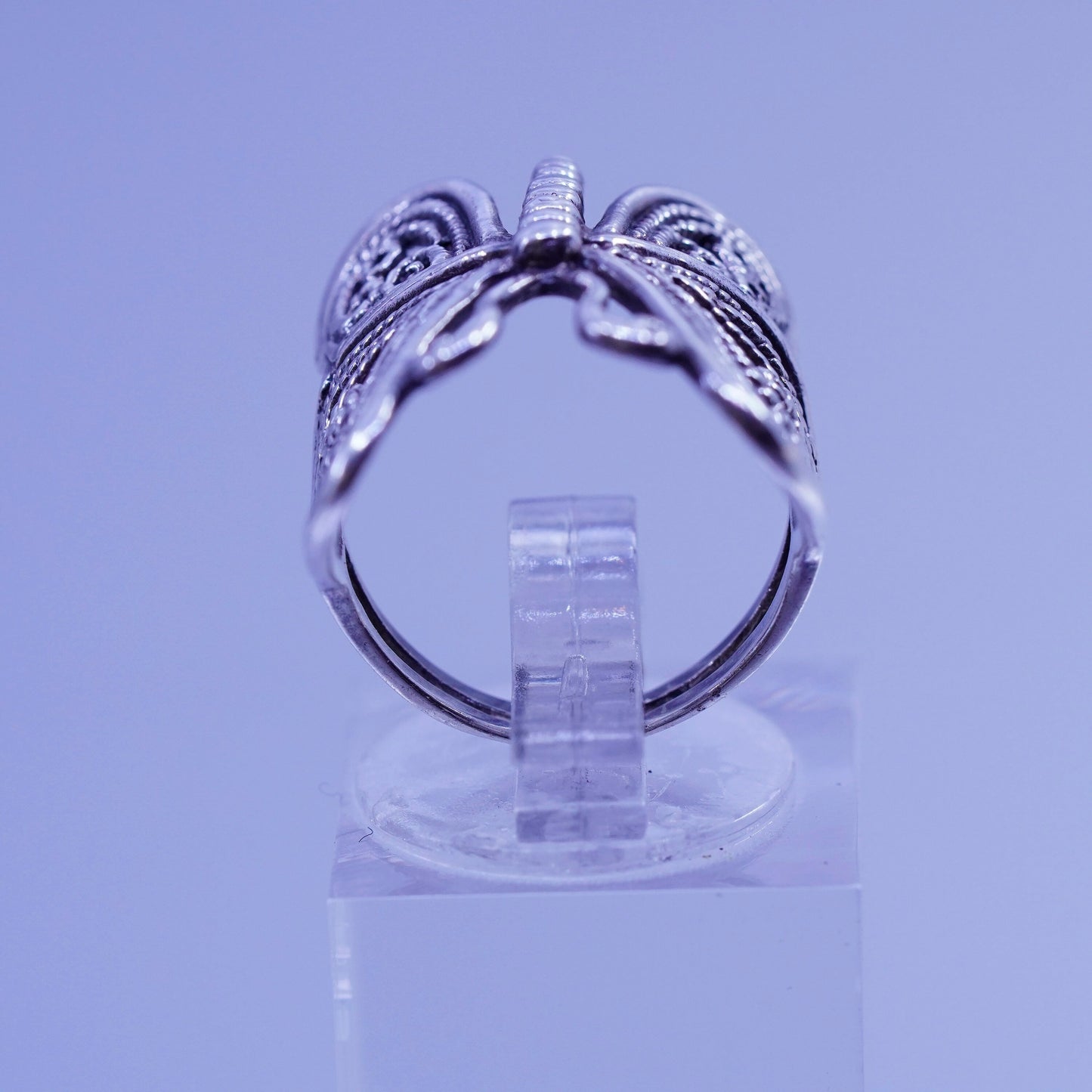 Size 6, vintage Sterling 925 silver handmade ring, filigree butterfly band