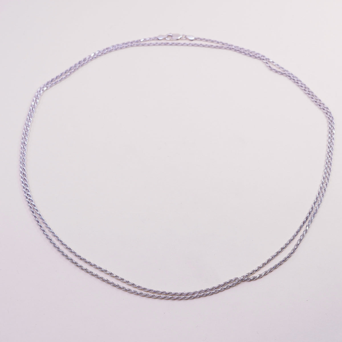 48”, Vintage italy sterling silver diamond cut rope chain, Italian 925 necklace