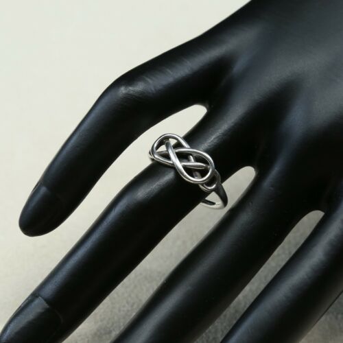 Sz 8, Vtg Sterling Silver Handmade Ring, 925 Silver knot Band