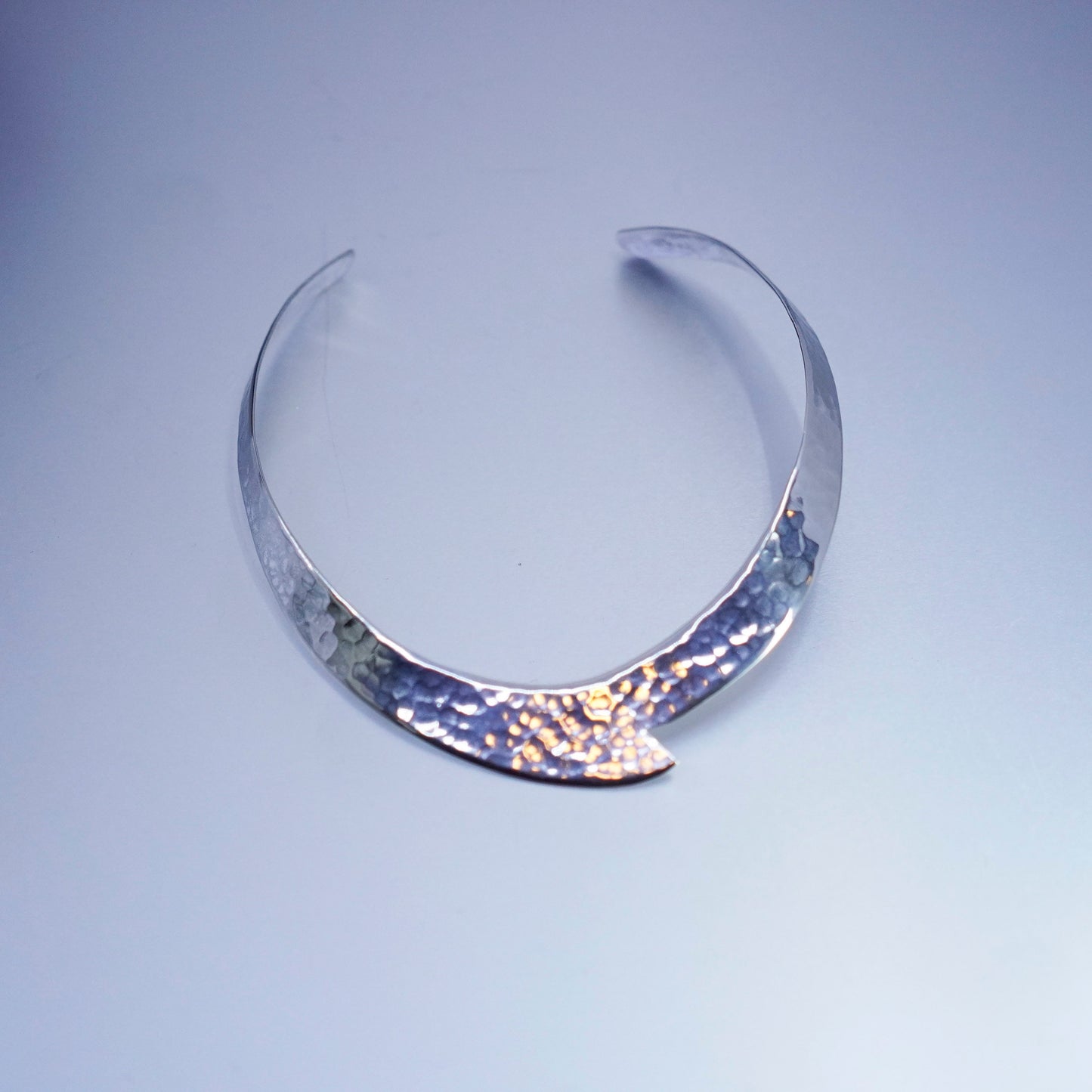 12”, vintage taxco Sterling 925 silver handmade hammered choker collar necklace