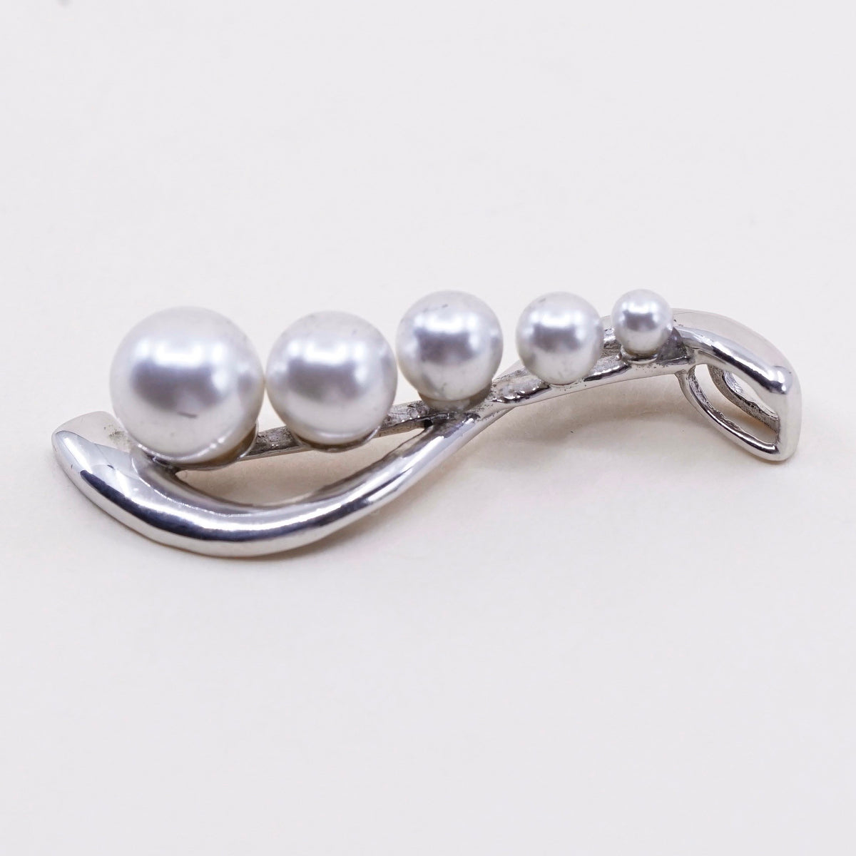 Vintage handmade sterling silver pendant, 925 pendant with pearl