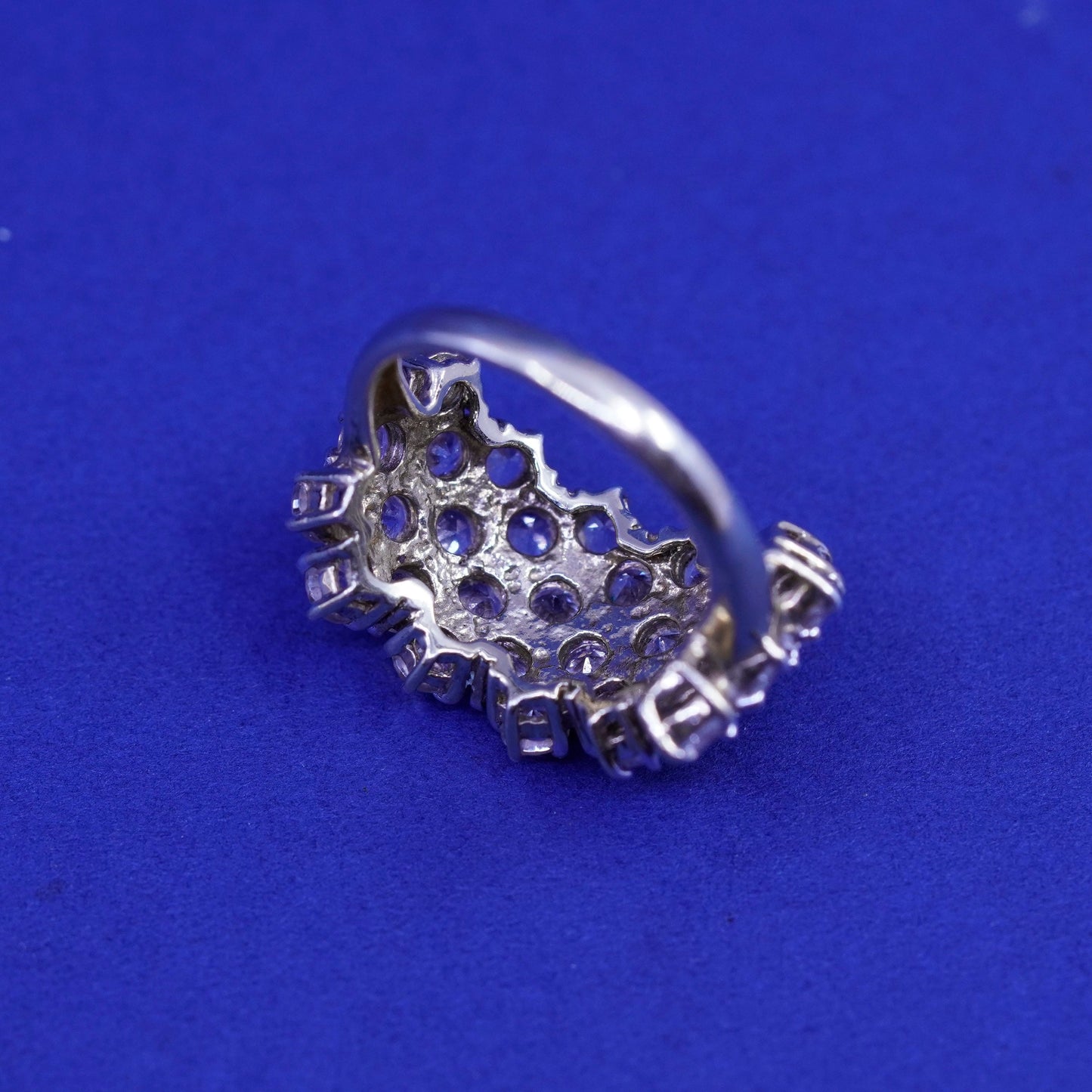 Size 7.25, vintage vermeil gold over Sterling 925 silver ring cluster crystal