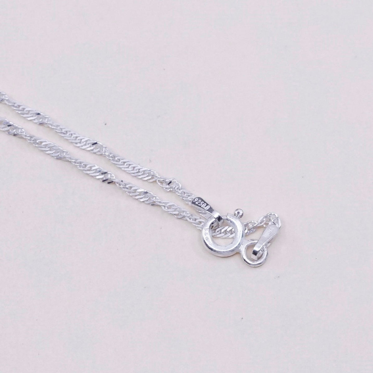 18”, 1.6mm, vtg sterling silver Italy 925 silver twisted curb chain, necklace