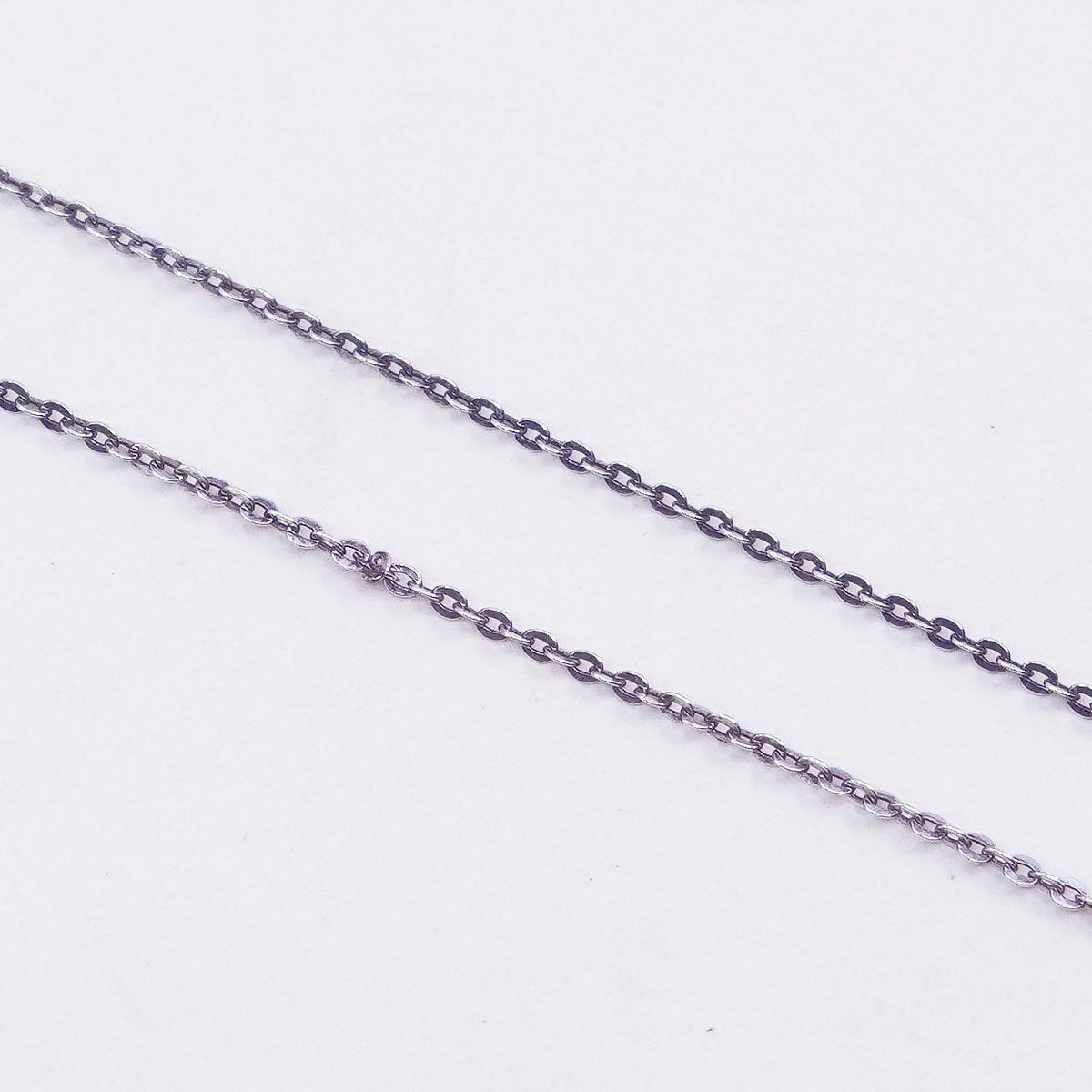 18”, 1mm, Vintage sterling silver flatten circle chain, Italy 925 necklace