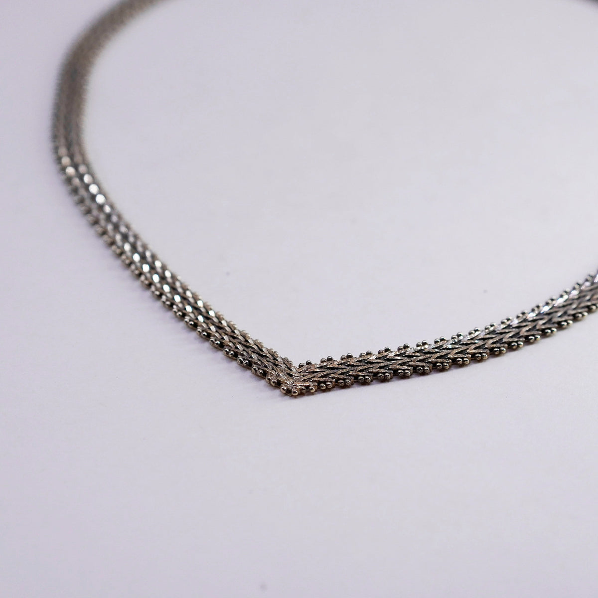 16”, Vintage vermeil gold over sterling silver Riccio link chain V 925 necklace