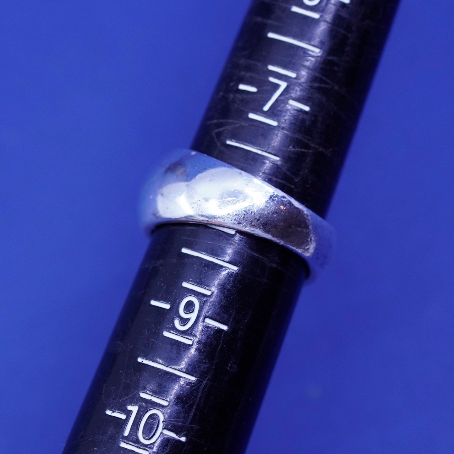 Size 8, vintage WJ sterling silver handmade ring, 925 band with cross cut out