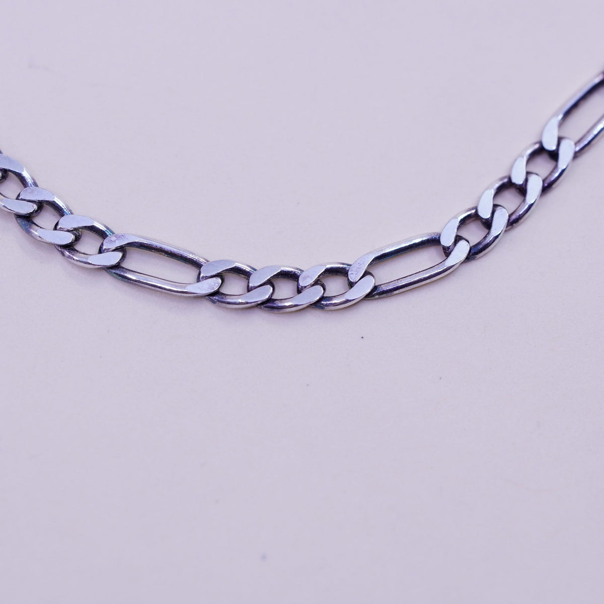 6.75”, 3mm, Vintage sterling silver bracelet, Italy 925 figaro chain