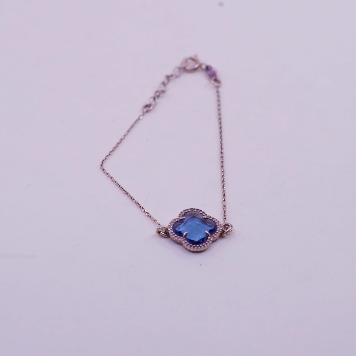 7.25”, dyadema vermeil rose gold sterling 925 silver circle chain lucky clover