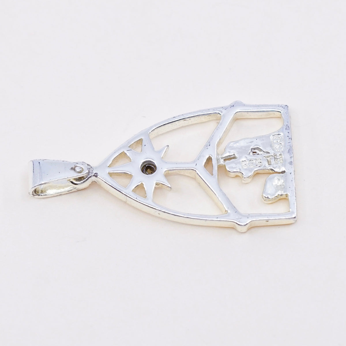 Vintage sterling silver pendant, cross mexico 925 handmade church with Cz
