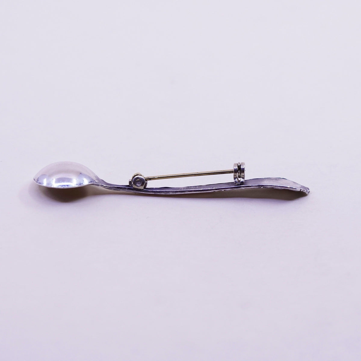Vintage sterling silver handmade brooch, 925 spoon pin