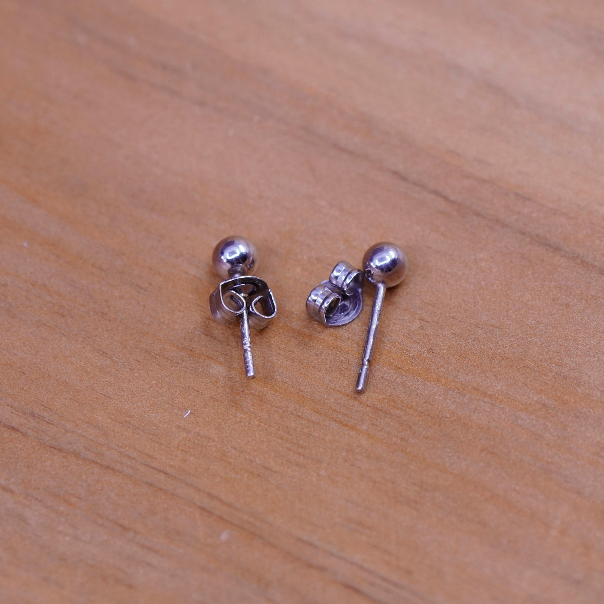 2mm, Vintage Sterling silver tiny beads studs, 925 earrings