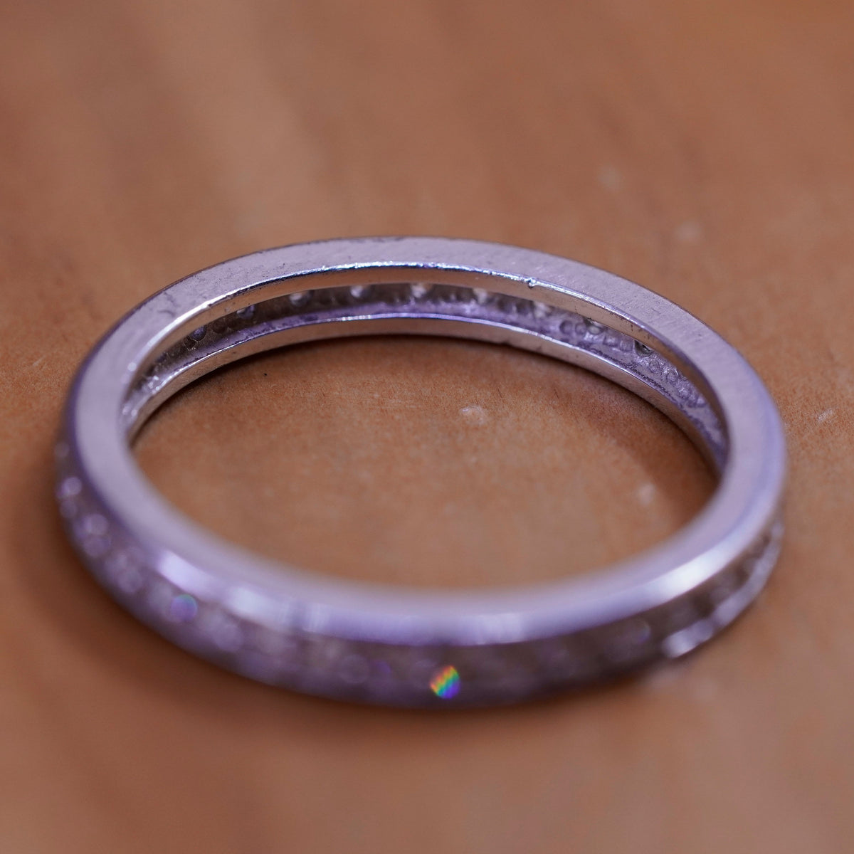 Size 9.25, vintage Sterling silver ring, 925 band with cz, stamped 925 Cz