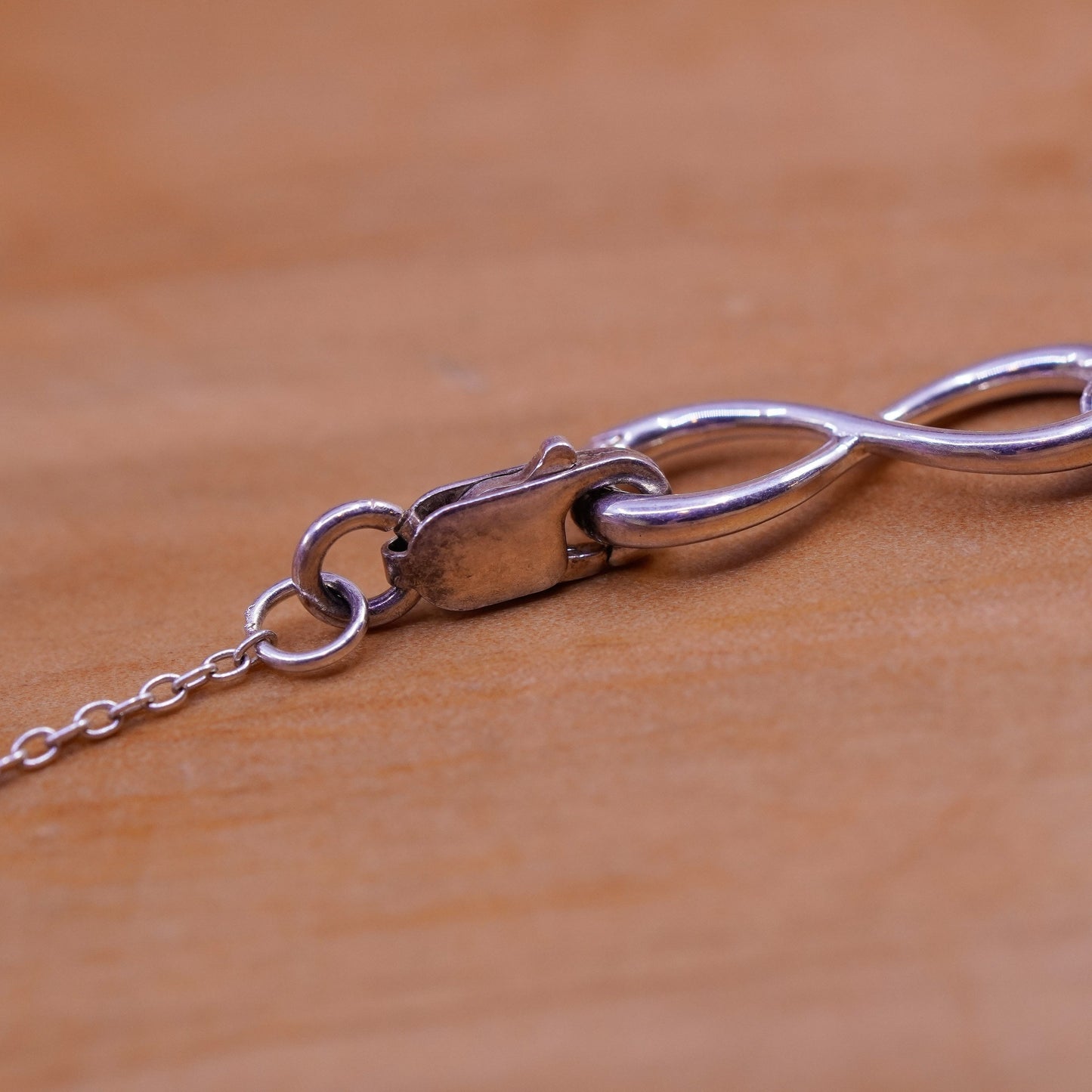 9.75”, Sterling silver charm bracelet, 925 circle chain with infinity charm