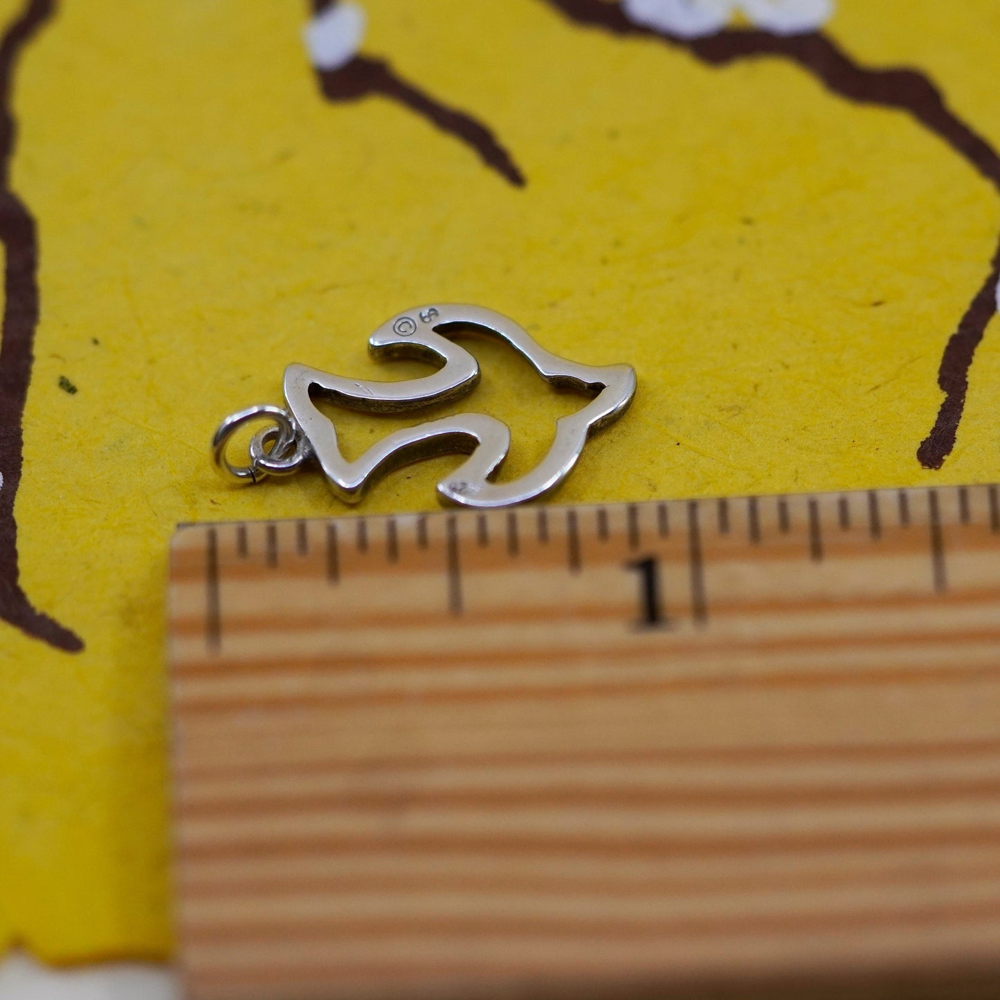 Vintage Sterling silver handmade pendant, 925 dove bird charm