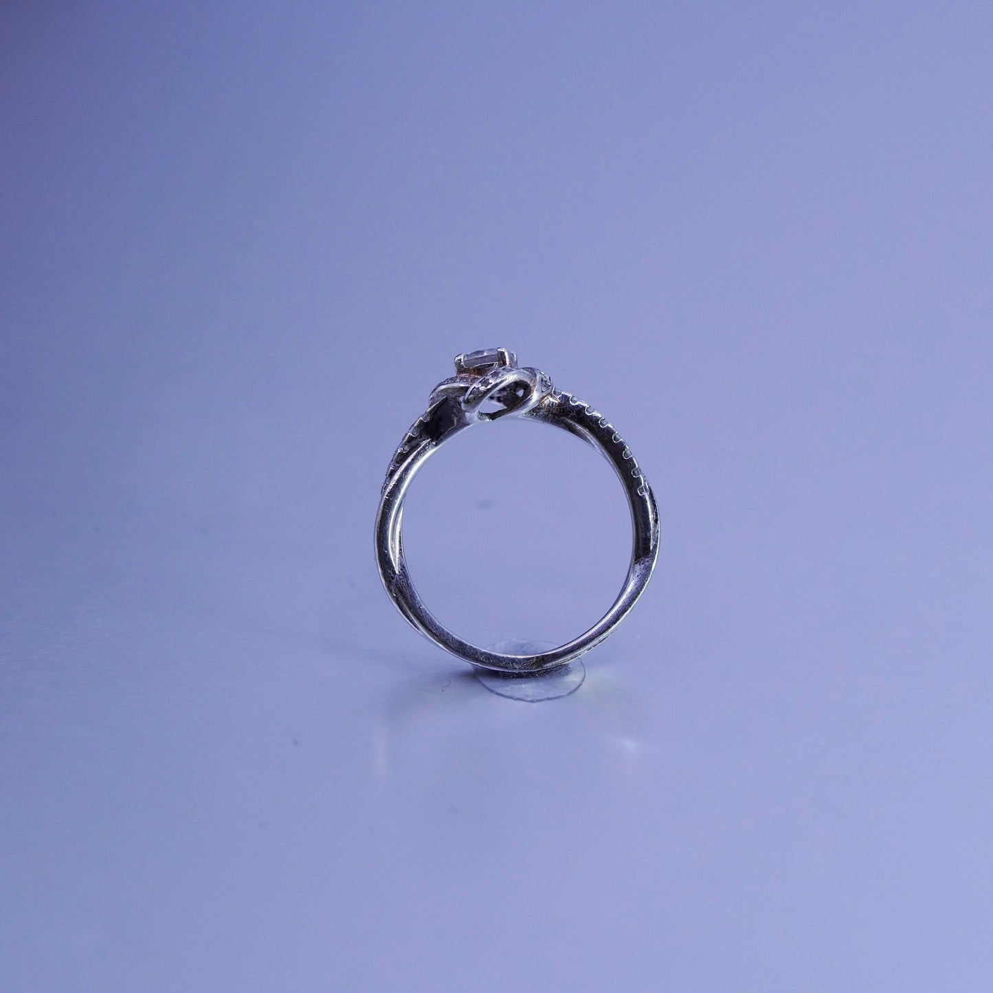 Size 7, vintage Sterling 925 silver handmade engagement ring with Cz