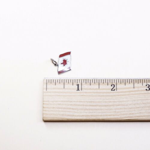 Vintage Sterling Silver Enamel Pendant, Solid 925 Silver Canada Flag Charm