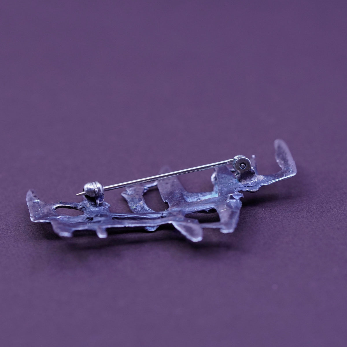 Vintage handmade sterling 925 silver modern strip brooch