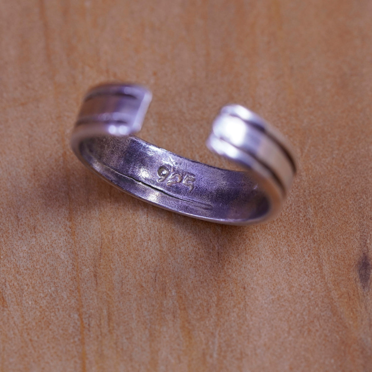 Size 3, vintage Sterling silver handmade ring, solid 925 silver band, open end