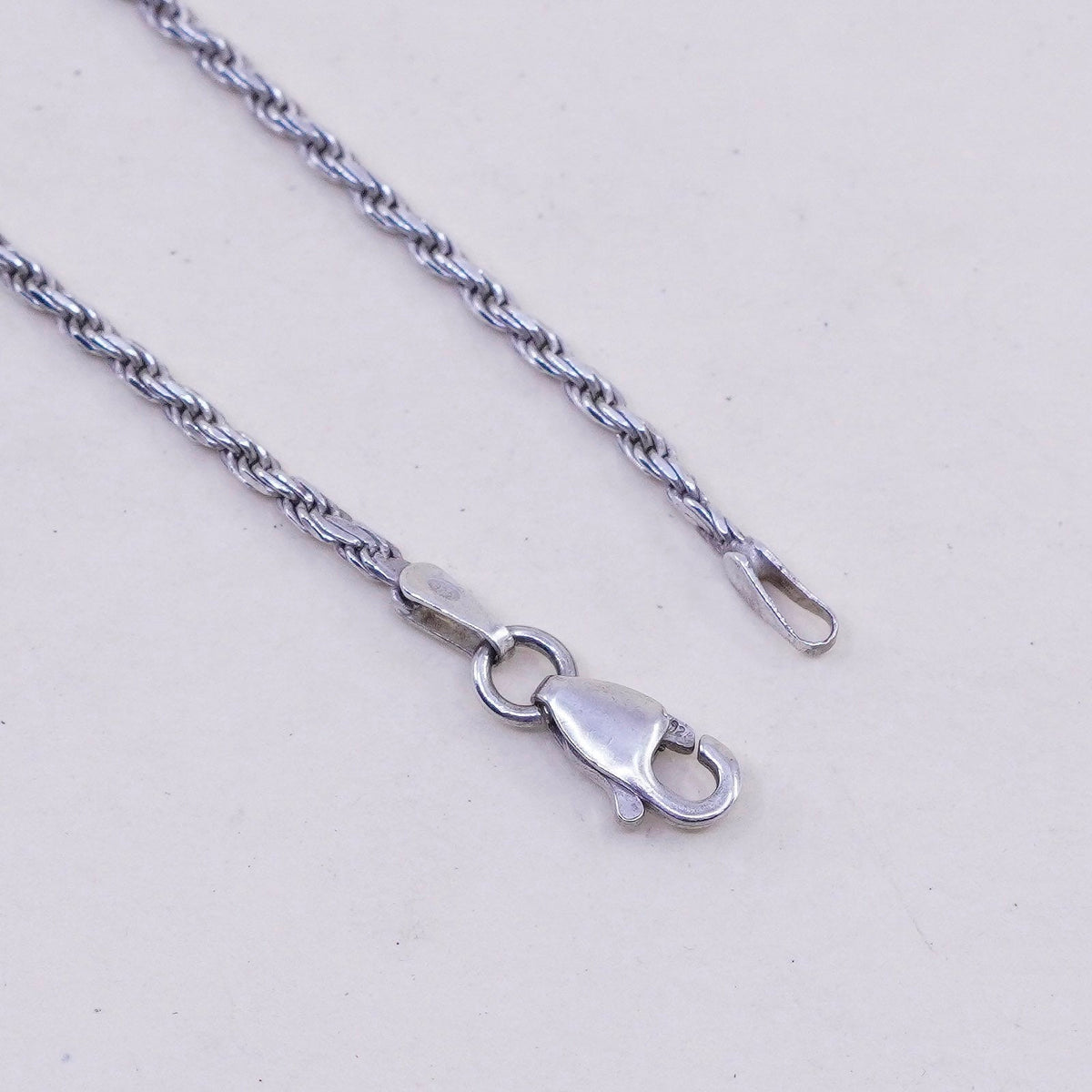 24”, 1.6mm, vintage Sterling silver necklace, 925 diamond rope chain