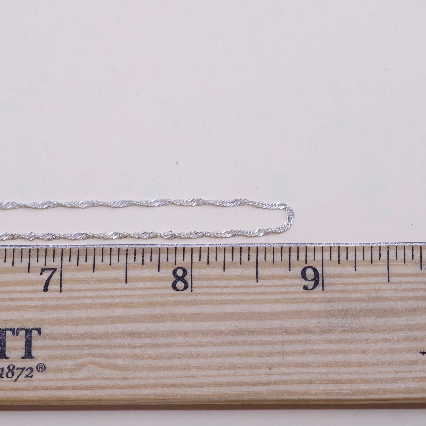 18”, 1.6mm, vtg sterling silver Italy 925 silver twisted curb chain, necklace
