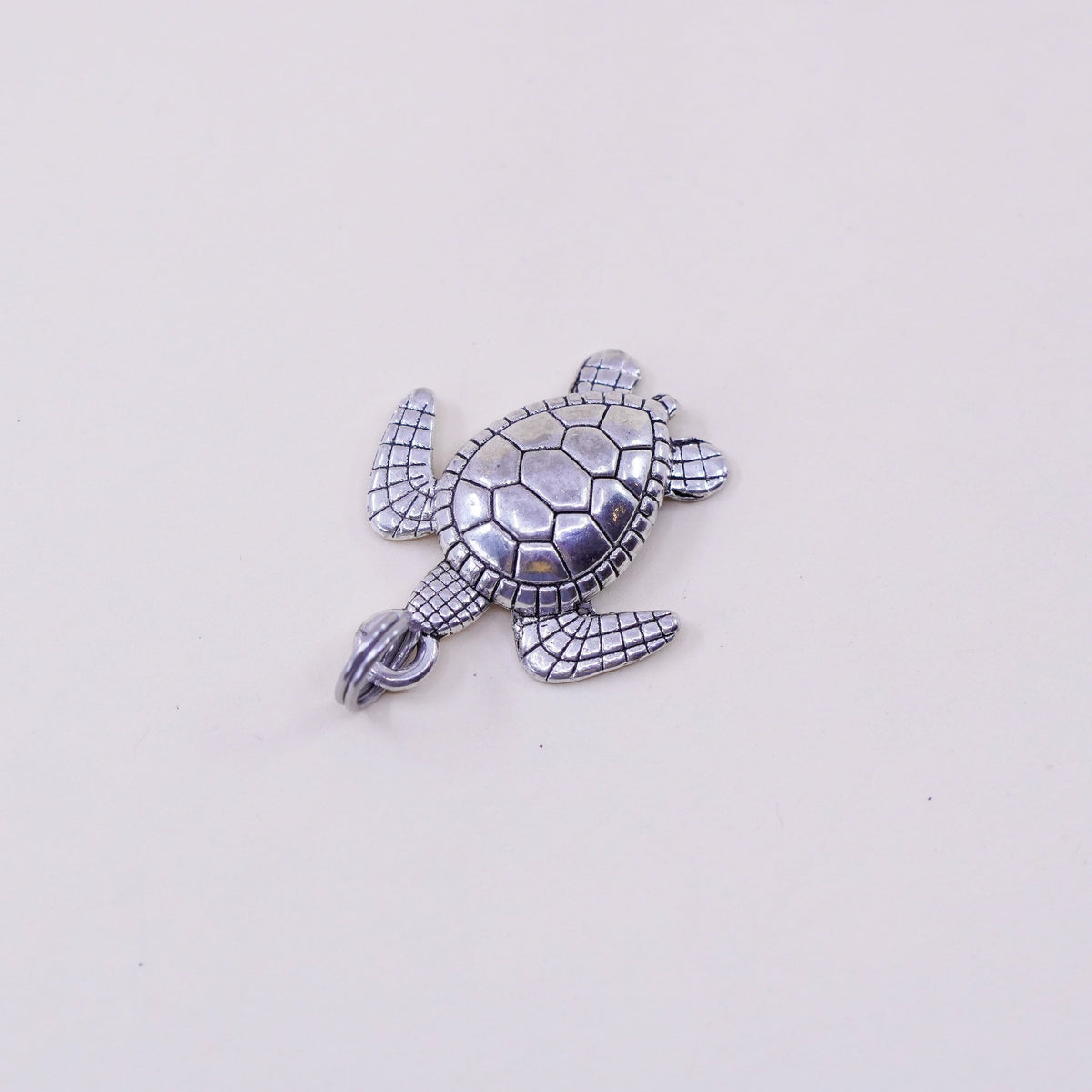 Vintage sterling silver handmade pendant, 925 turtle charm