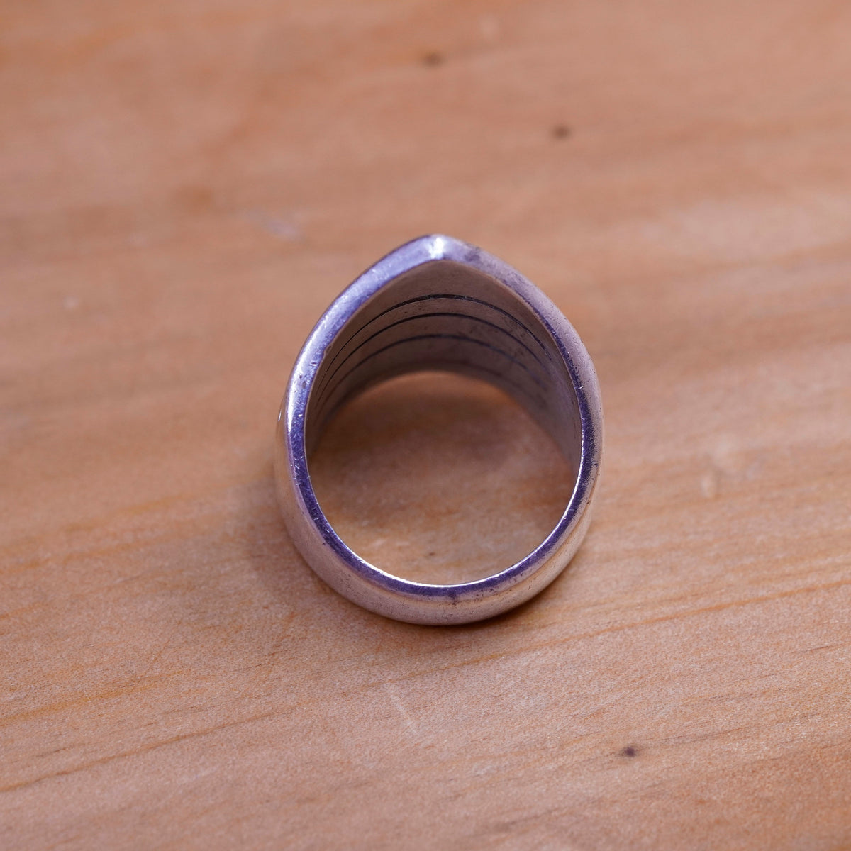 Size 7, vintage Mexico sterling silver handmade ring, 925 ribbed band