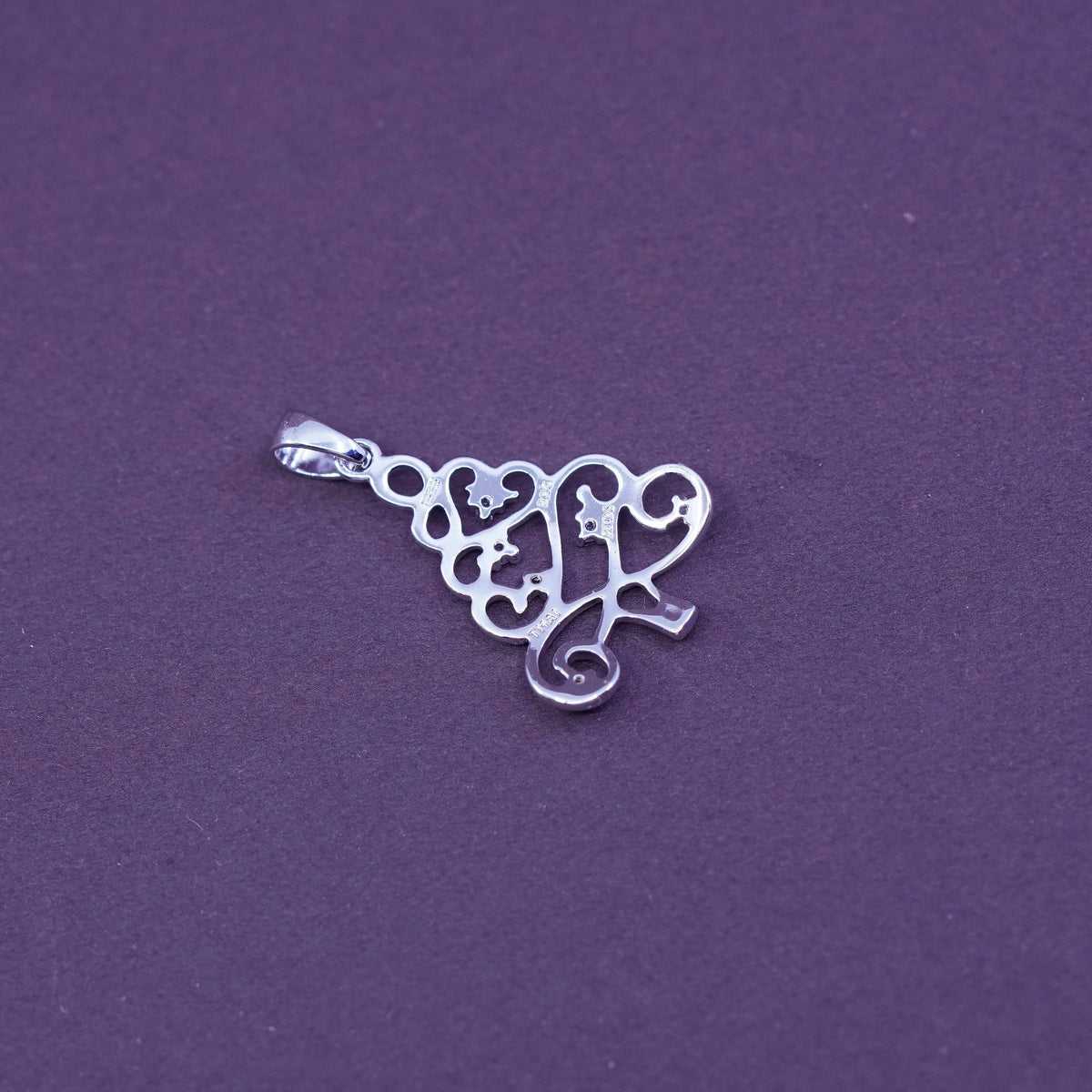 Vintage Sterling silver handmade pendant, 925 tree pendant with Cz