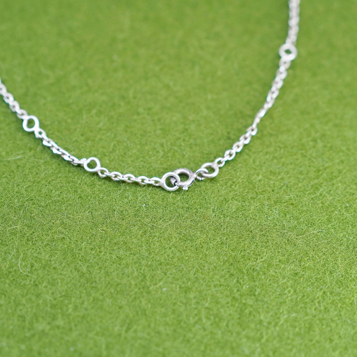 16+2”, vintage Sterling silver necklace, Italy 925 circle chain garnet pendant