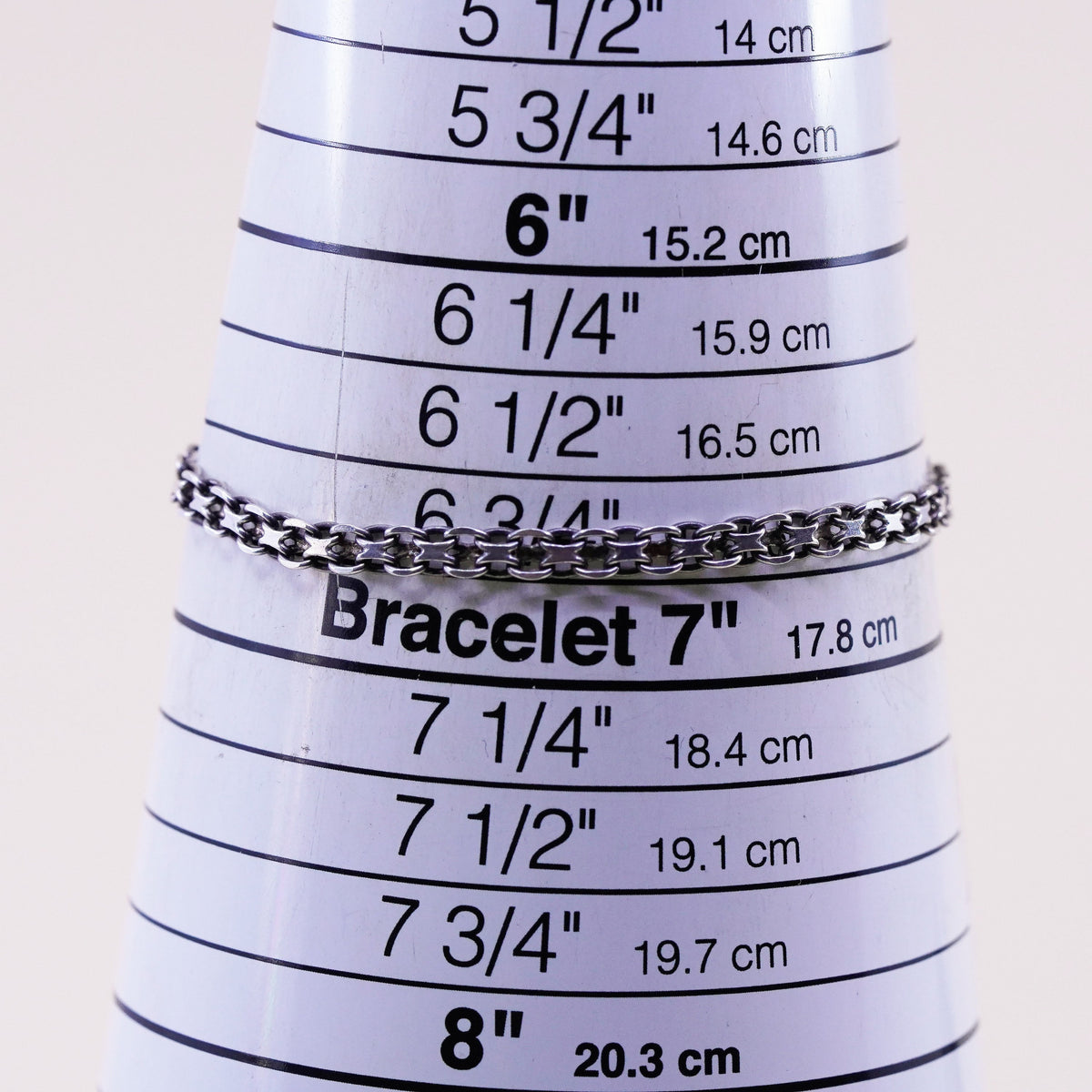 6.75”, 4mm, Vintage sterling 925 silver flatten curb bracelet